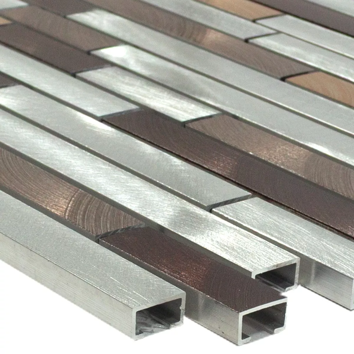 Aluminium Metall Mosaikfliesen Caramella Braun Silber Aluminium Metall Mosaikfliesen Caramella Braun Silber