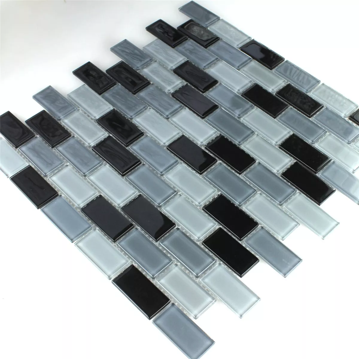 Glasmosaik Fliesen Schwarz Mix 25x50x4mm