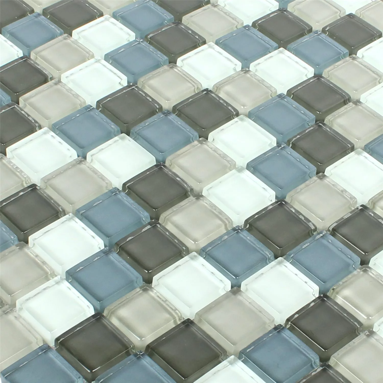 Mosaikfliesen Glas Palmas Grau Blau Weiss