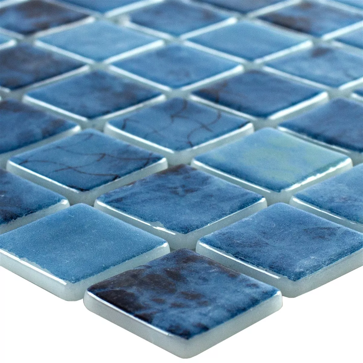 Muster von Glas Schwimmbad Mosaik Baltic Blau Grau 25x25mm
