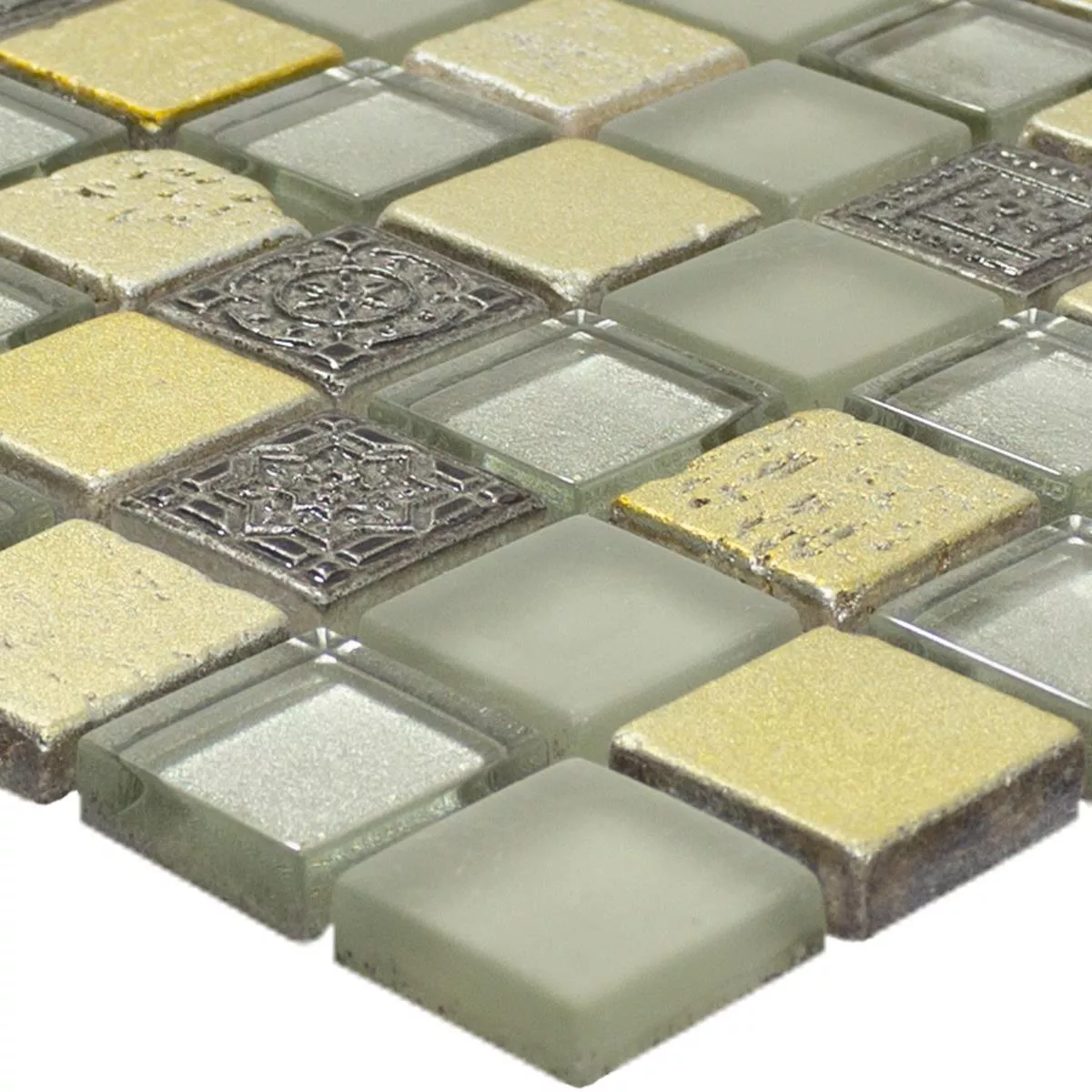 Glas Naturstein Mosaikfliesen Shibuya Gold Beige Braun