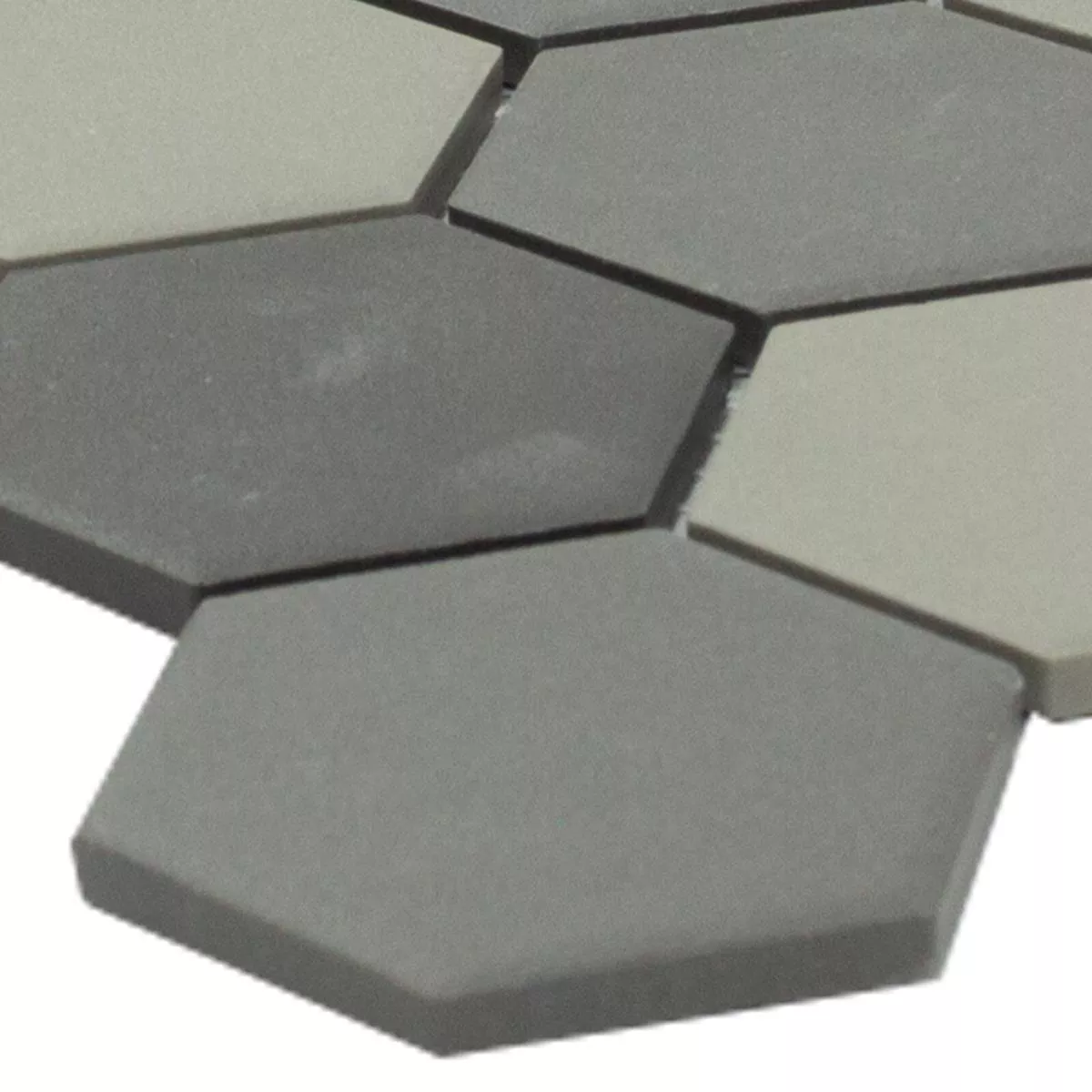 Keramik Mosaikfliese Hexagon Bern Grau Schwarz Keramik Mosaikfliese Hexagon Bern Grau Schwarz