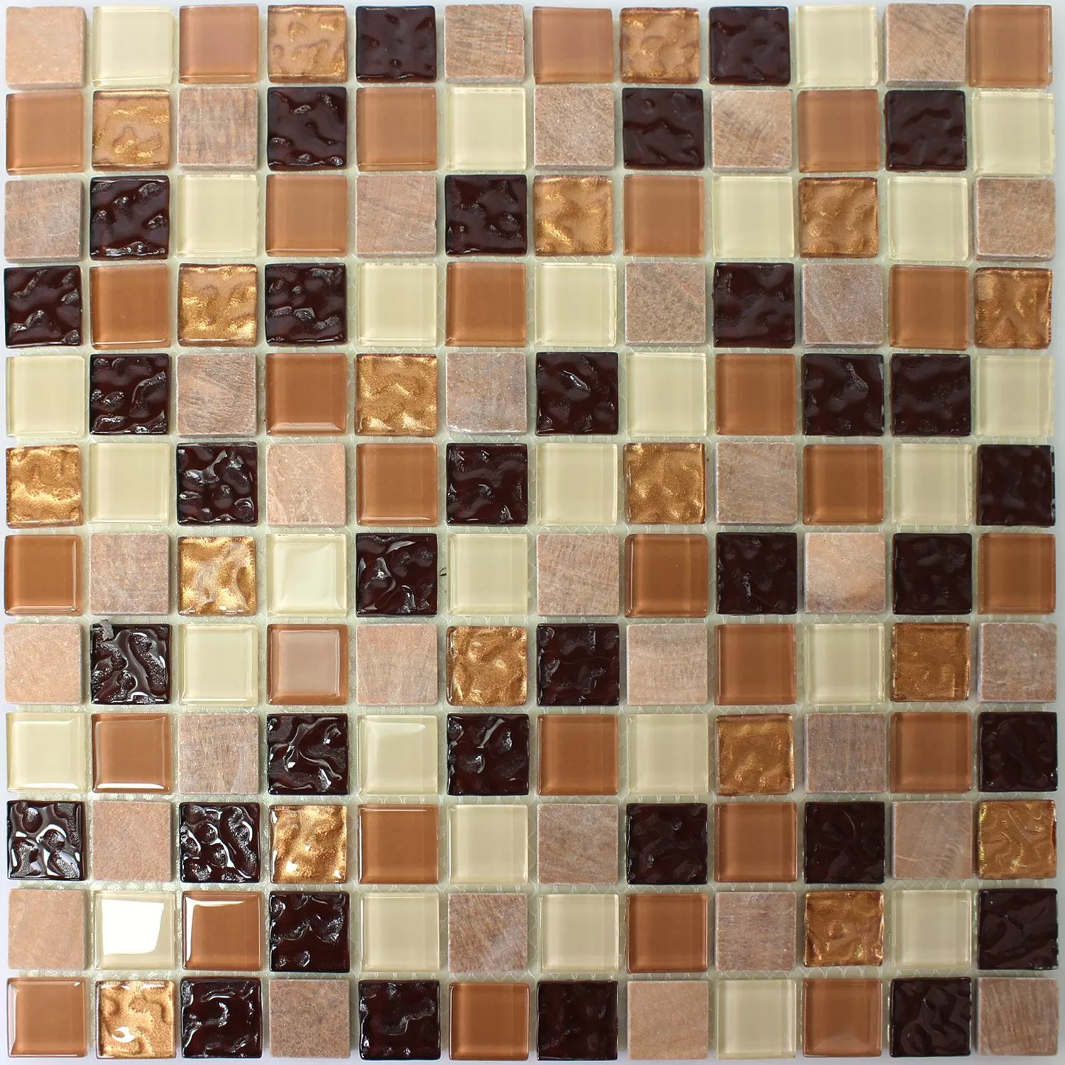 Selbstklebende Mosaikfliesen Naturstein Glas Beige Braun