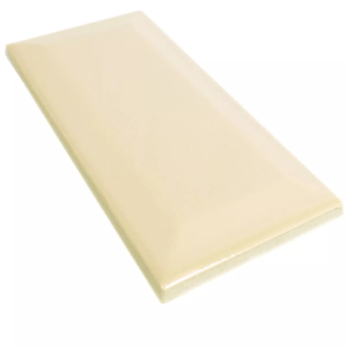 Muster Metro Wandfliesen Alabastro Dunkelbeige Glänzend Facette 7,5x15cm