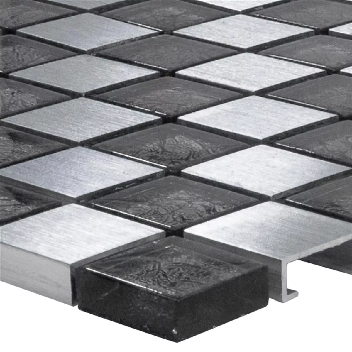 Glas Aluminium Mosaik Eldorien Silver-Grå Glas Aluminium Mosaik Eldorien Silver-Grå