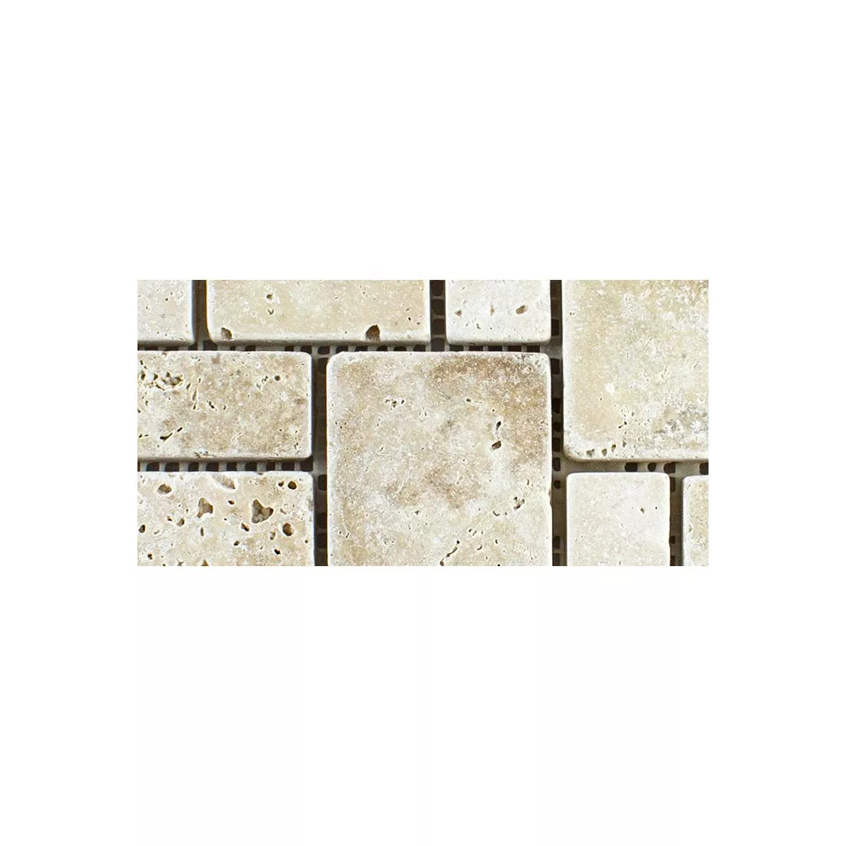 Muster von Naturstein Travertin Mosaikfliesen LaGrange Beige