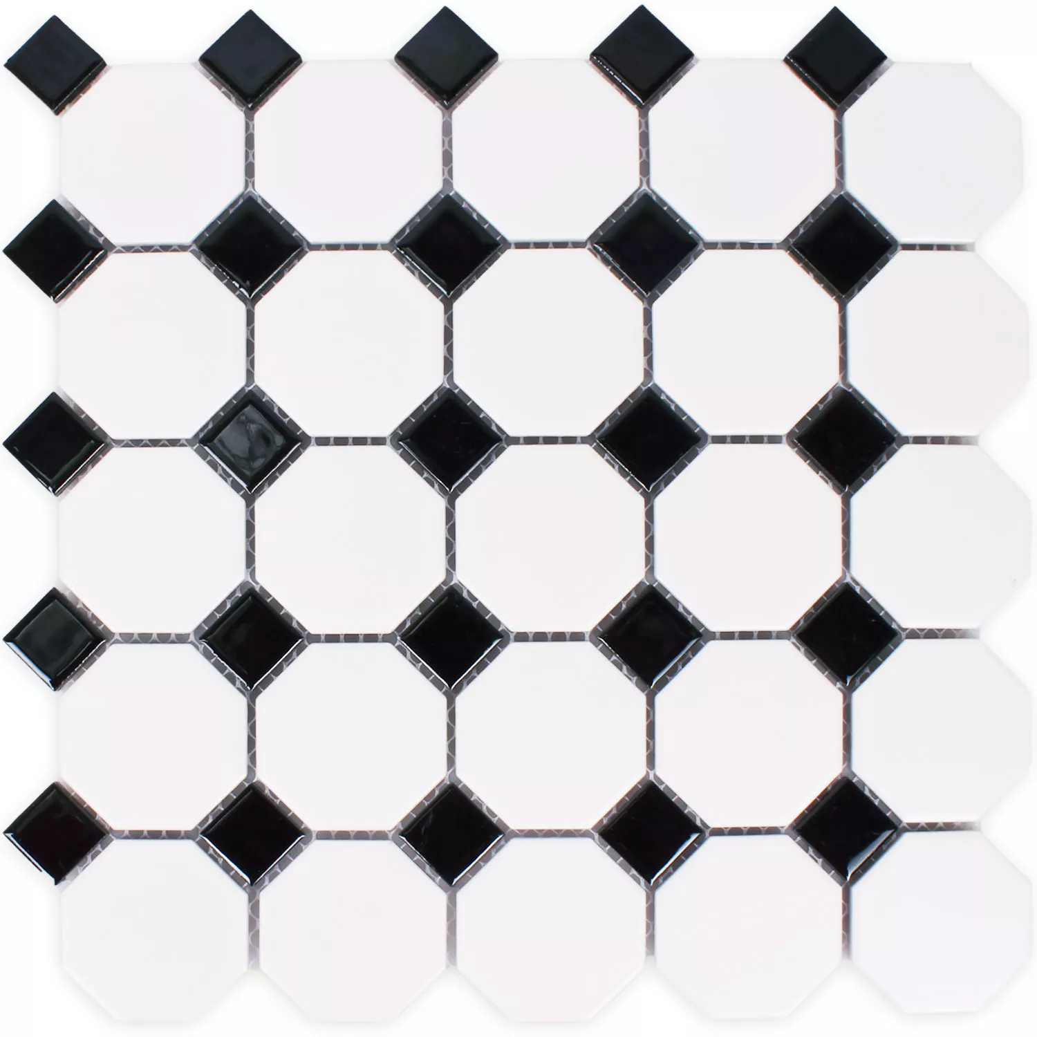 Keramik Mosaikfliesen Octagon Belami Schwarz Weiß 56