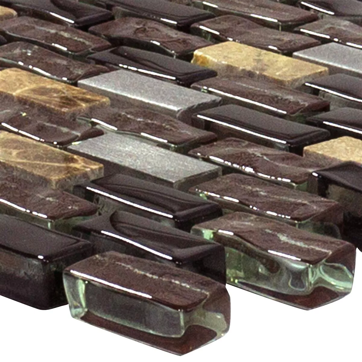 Glas Marmor Aluminium Mosaik Patterson Brun Mix Glas Marmor Aluminium Mosaik Patterson Brun Mix