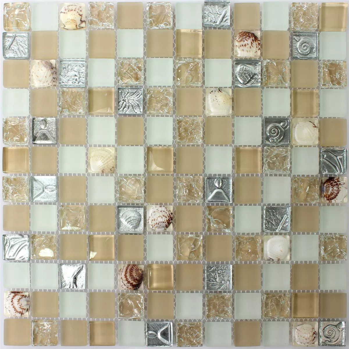 Glas Muschel Mosaikfliesen Byron Beige Mix