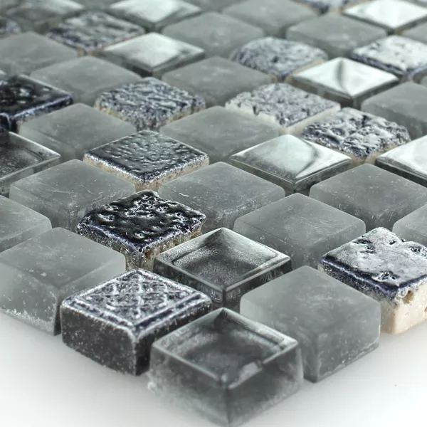 Mosaikfliesen Escimo Glas Naturstein Mix Grey Black