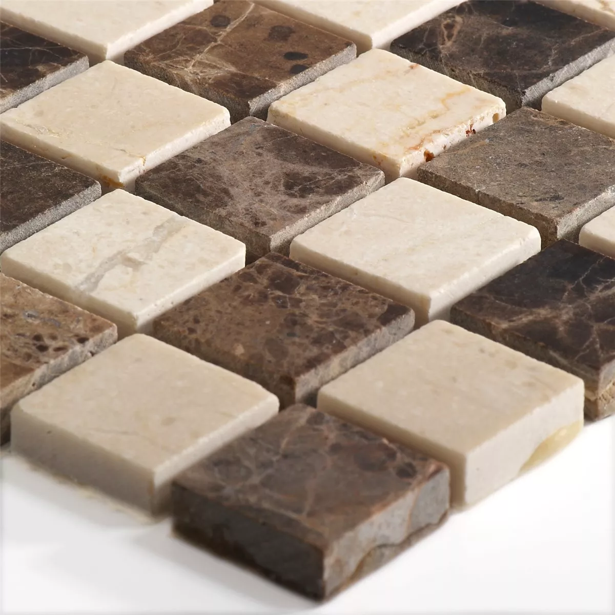 Mosaikfliesen Marmor Naturstein Beige Braun Mix