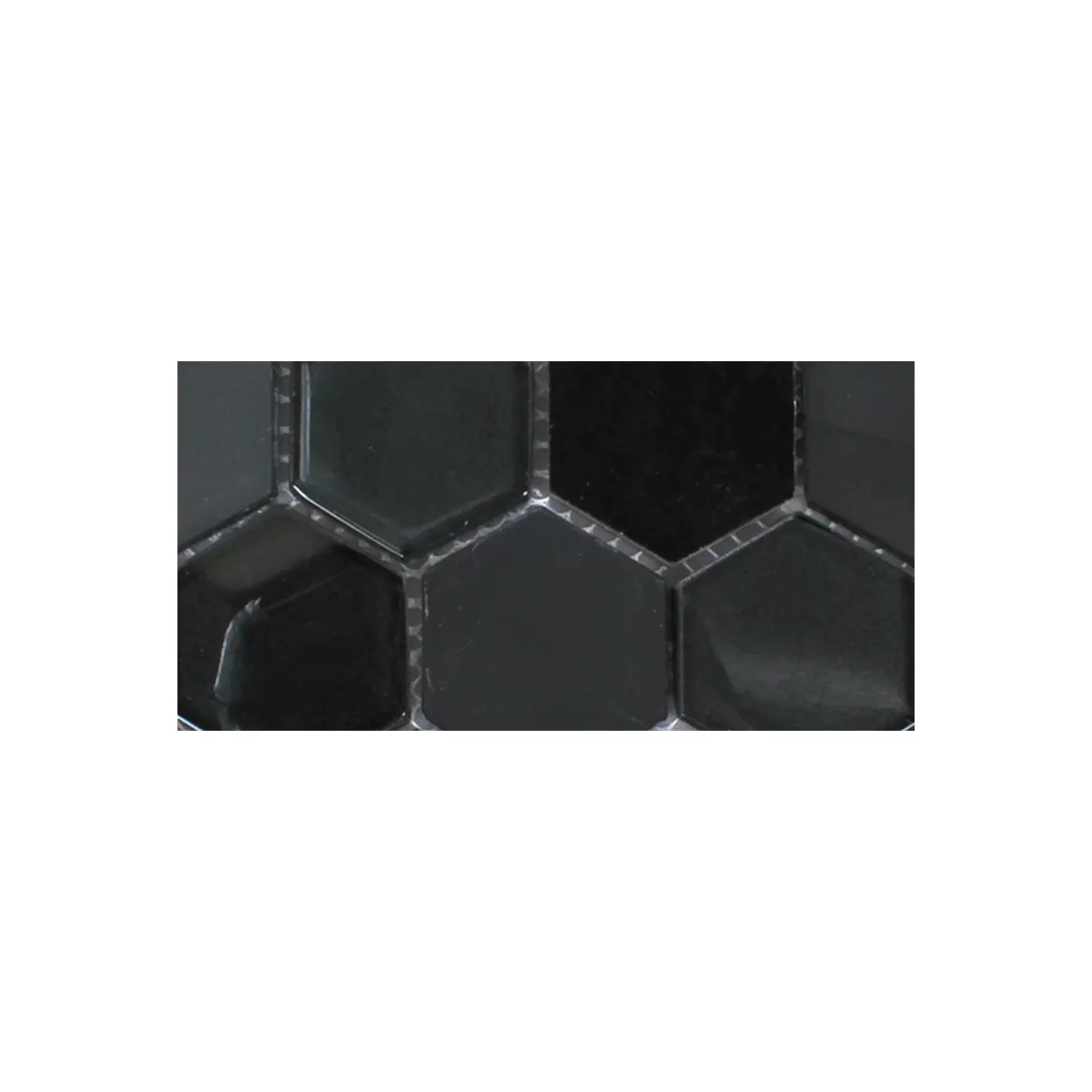 Muster von Hexagon Glas Naturstein Mosaik Iznik Schwarz 3D