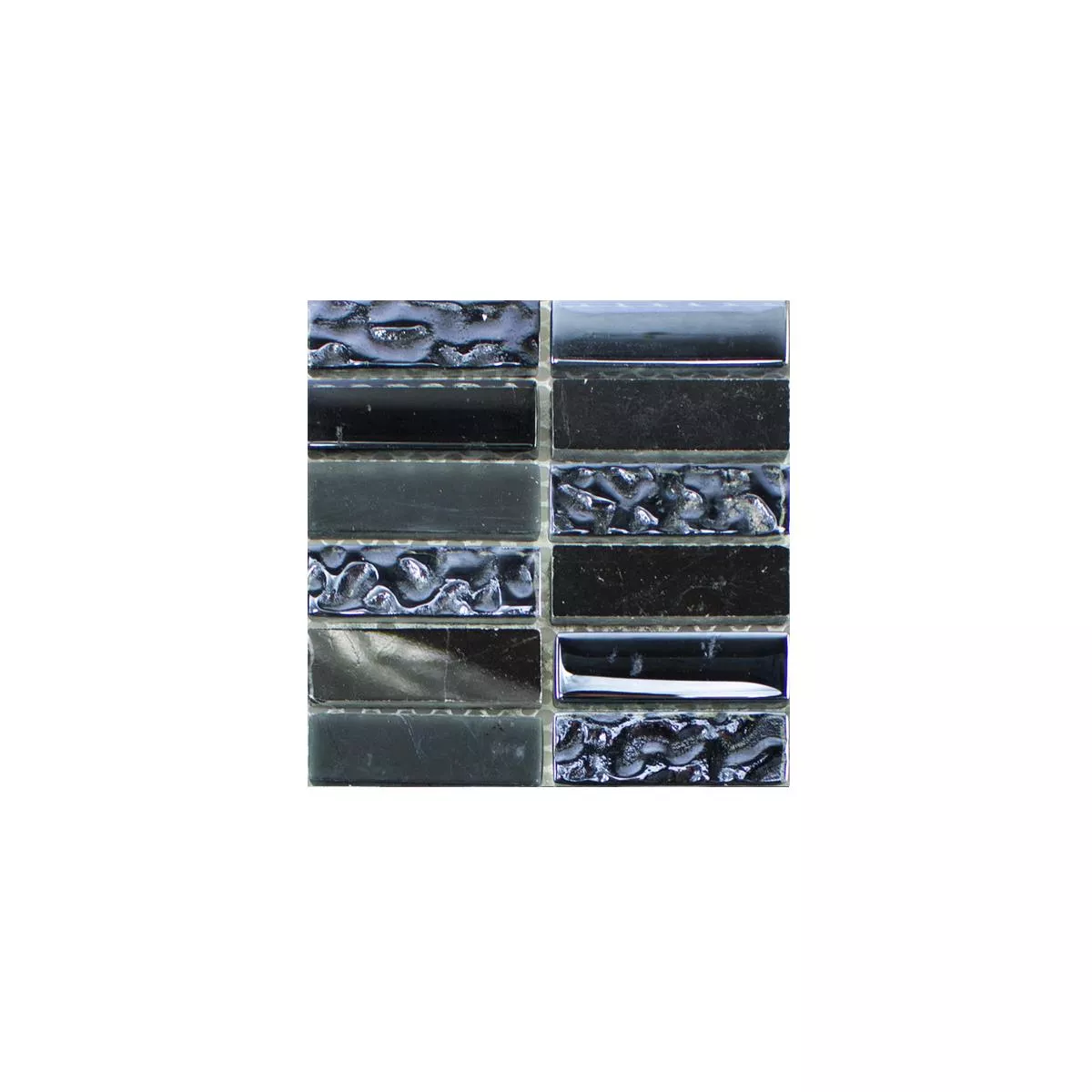 Muster von Glas Naturstein Mosaikfliese Mantra Schwarz