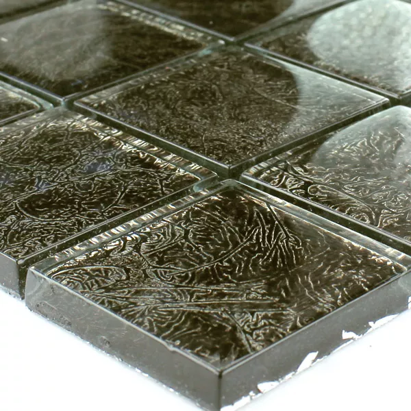 Glasmosaik 48x48x8mm Svart Guld Metall Glasmosaik 48x48x8mm Svart Guld Metall