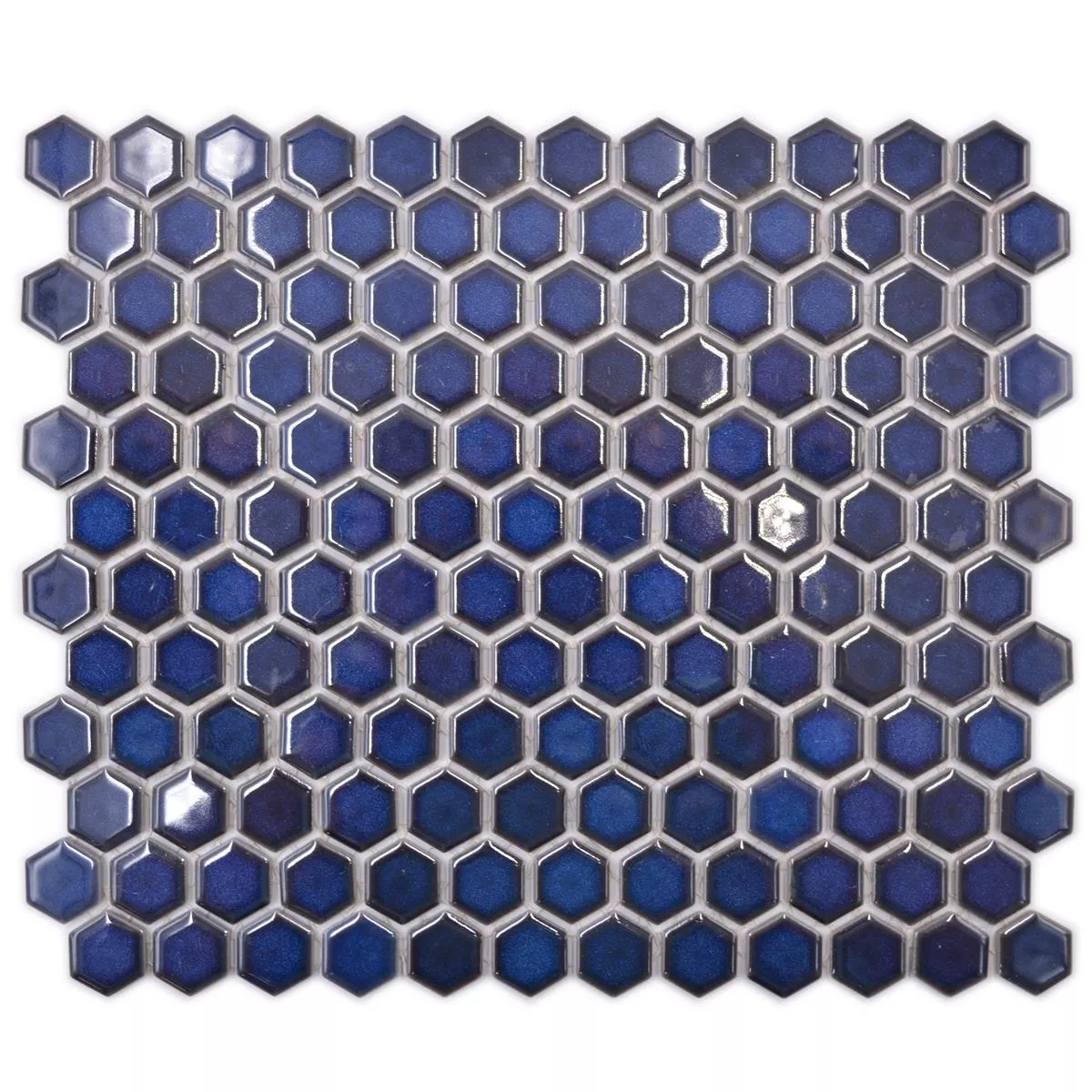 Muster von Keramikmosaik Salomon Hexagon Kobalt Blau H23