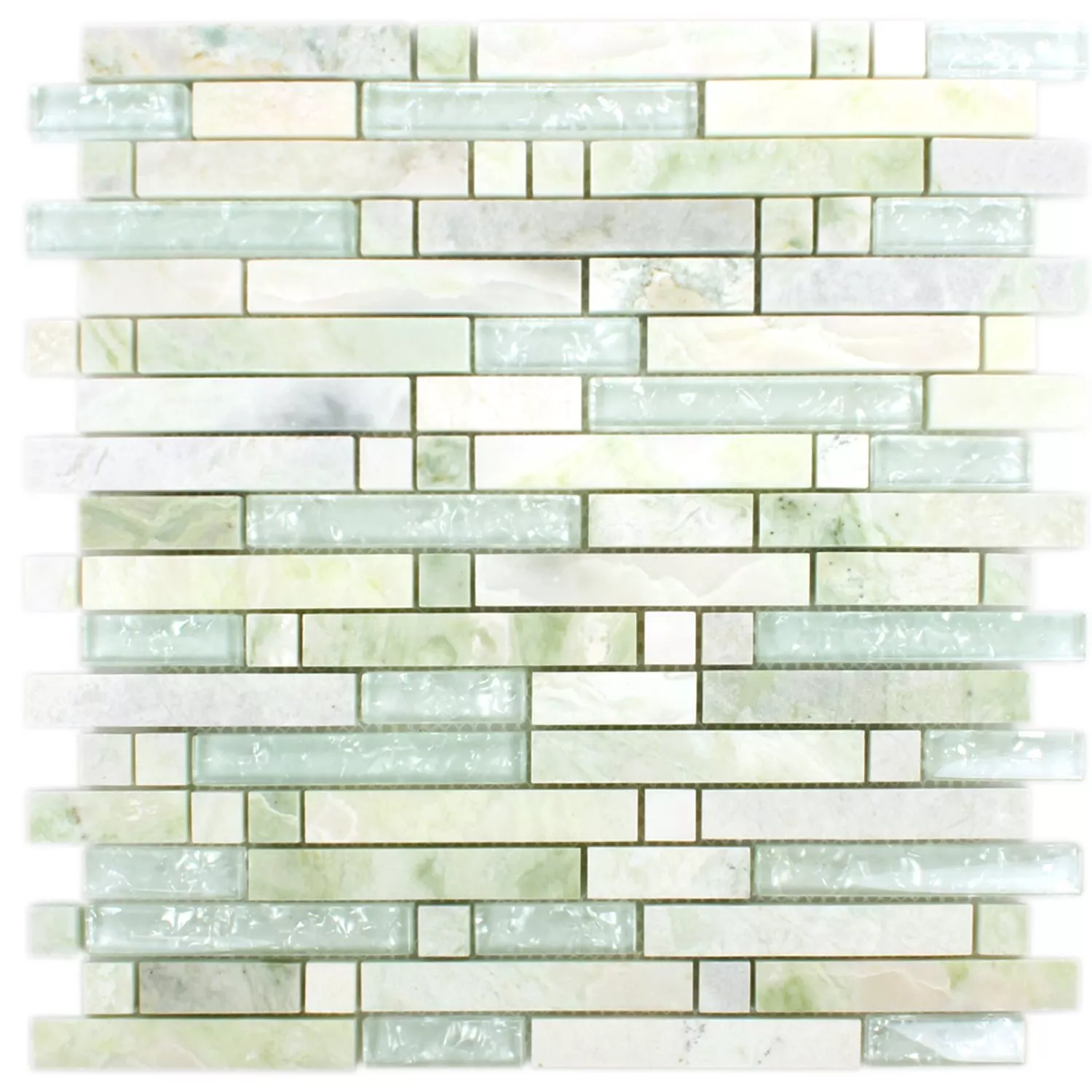 Mosaikfliesen Onyx Larinera Grün Gold Stäbchen