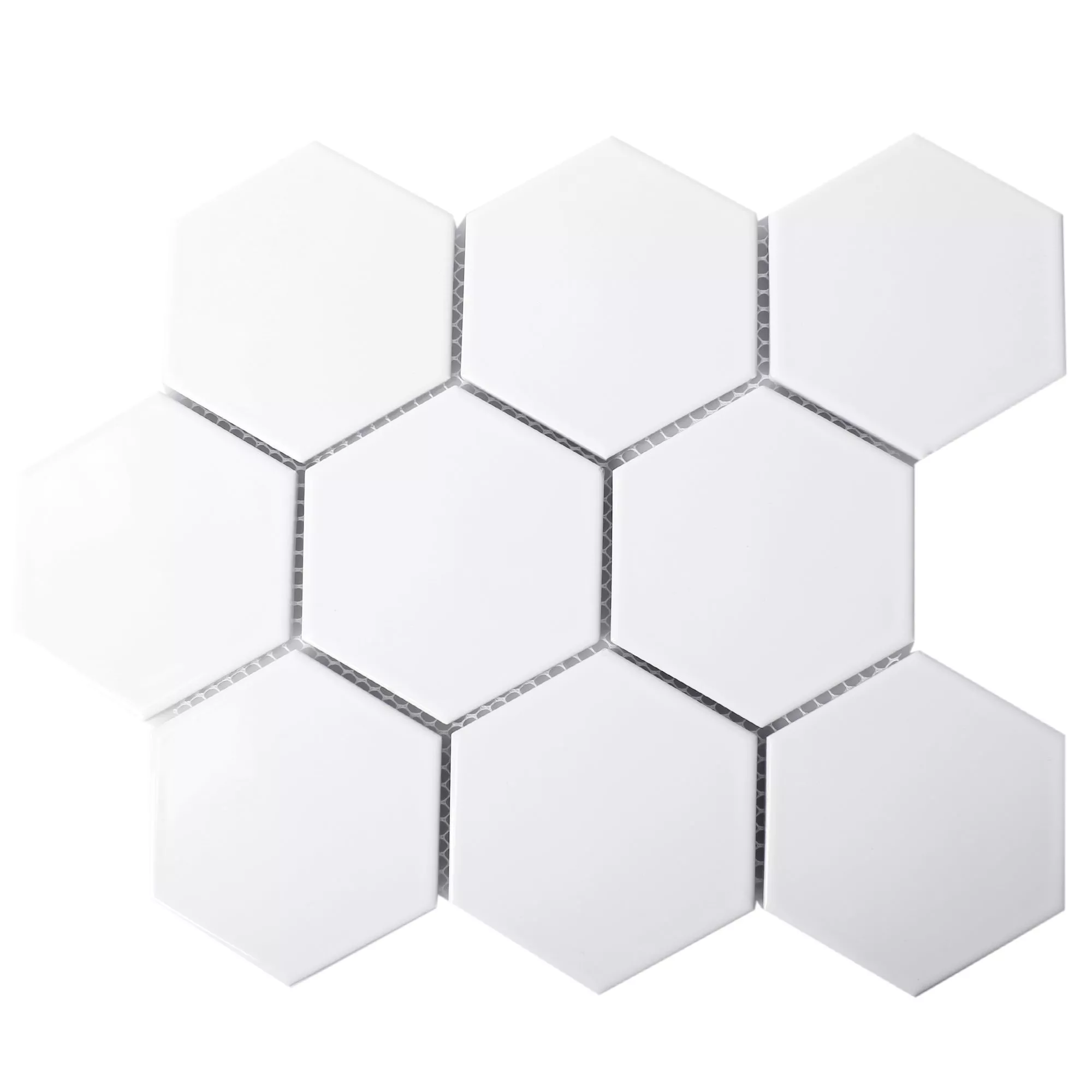 Keramik Mosaikfliesen Hexagon Salamanca Weiß Matt H95