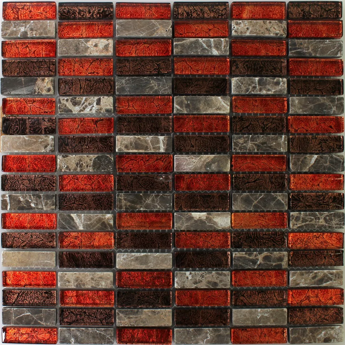 Mosaikfliesen Naturstein Glas Rot Braun Stick