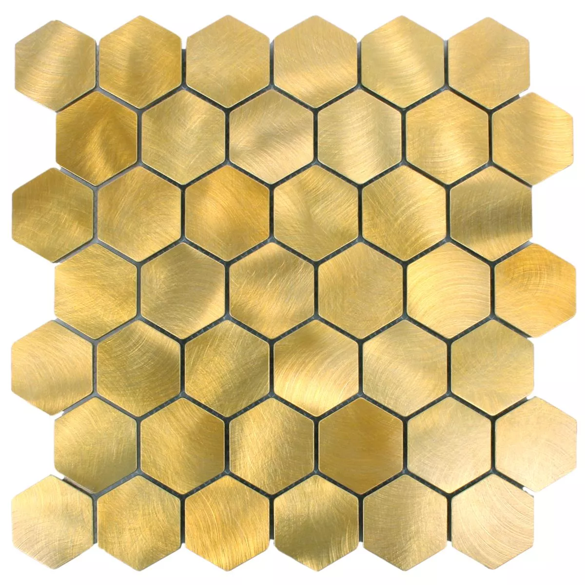 Muster von Mosaikfliesen Aluminium Manhatten Hexagon Gold