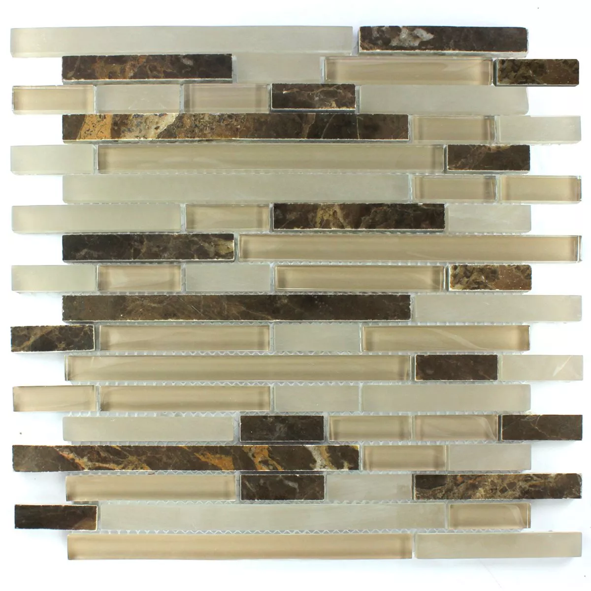 Mosaikfliesen Glas Marmor Quebeck Braun Mix