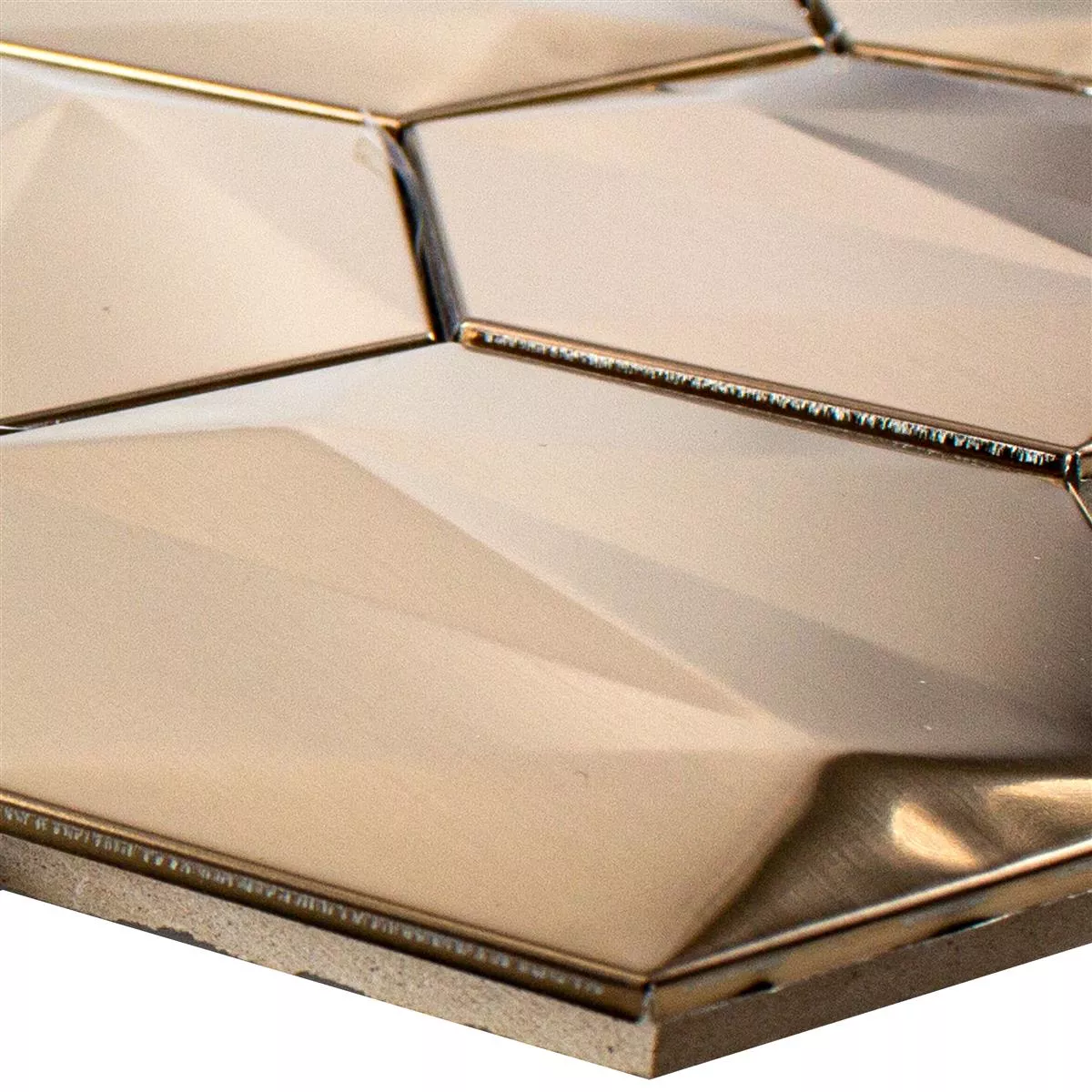 Rostfritt Stål Mosaik Durango Hexagon 3D Koppar Rostfritt Stål Mosaik Durango Hexagon 3D Koppar