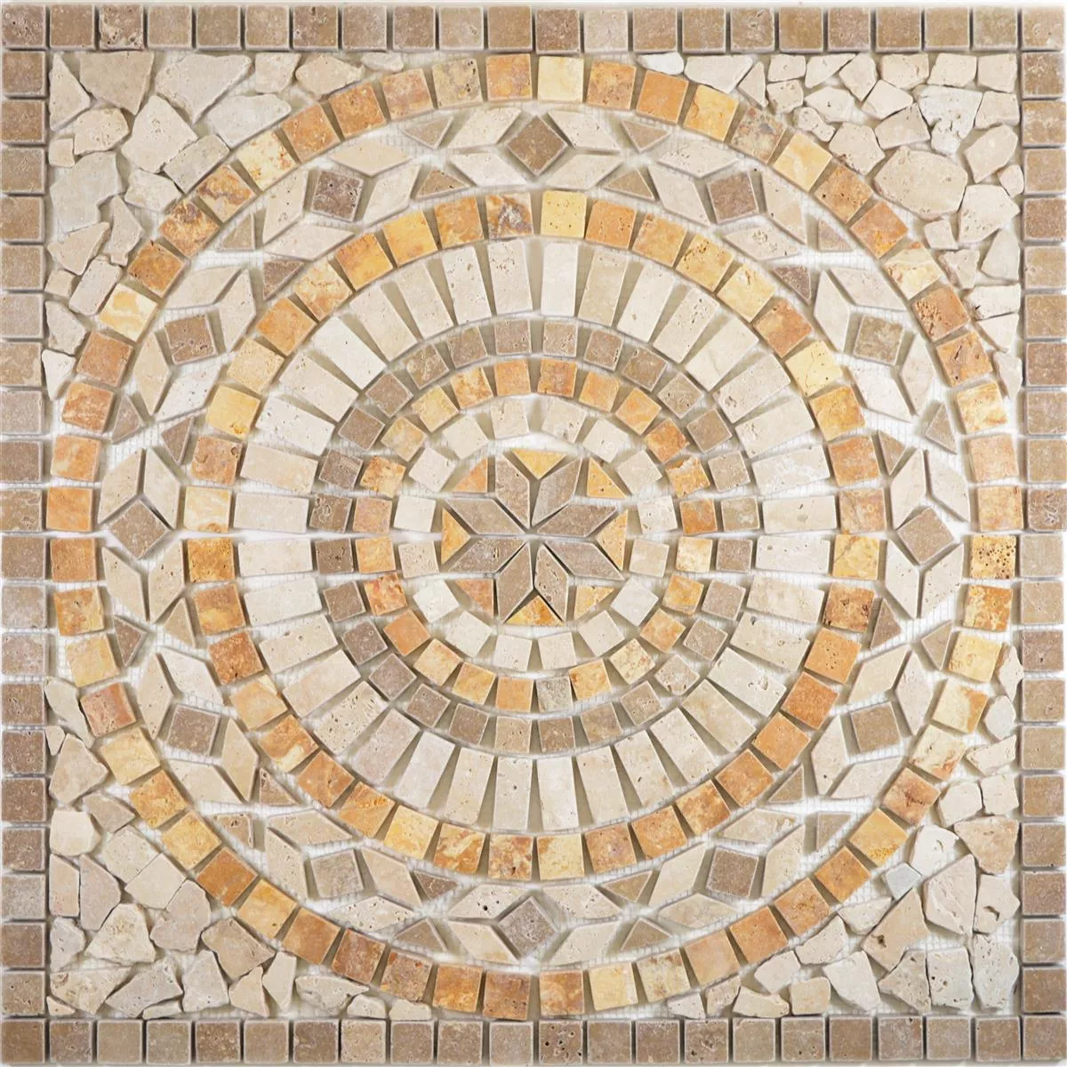 Natursten Rosone Alligator Beige Brun Guld 61x61cm Natursten Rosone Alligator Beige Brun Guld 61x61cm