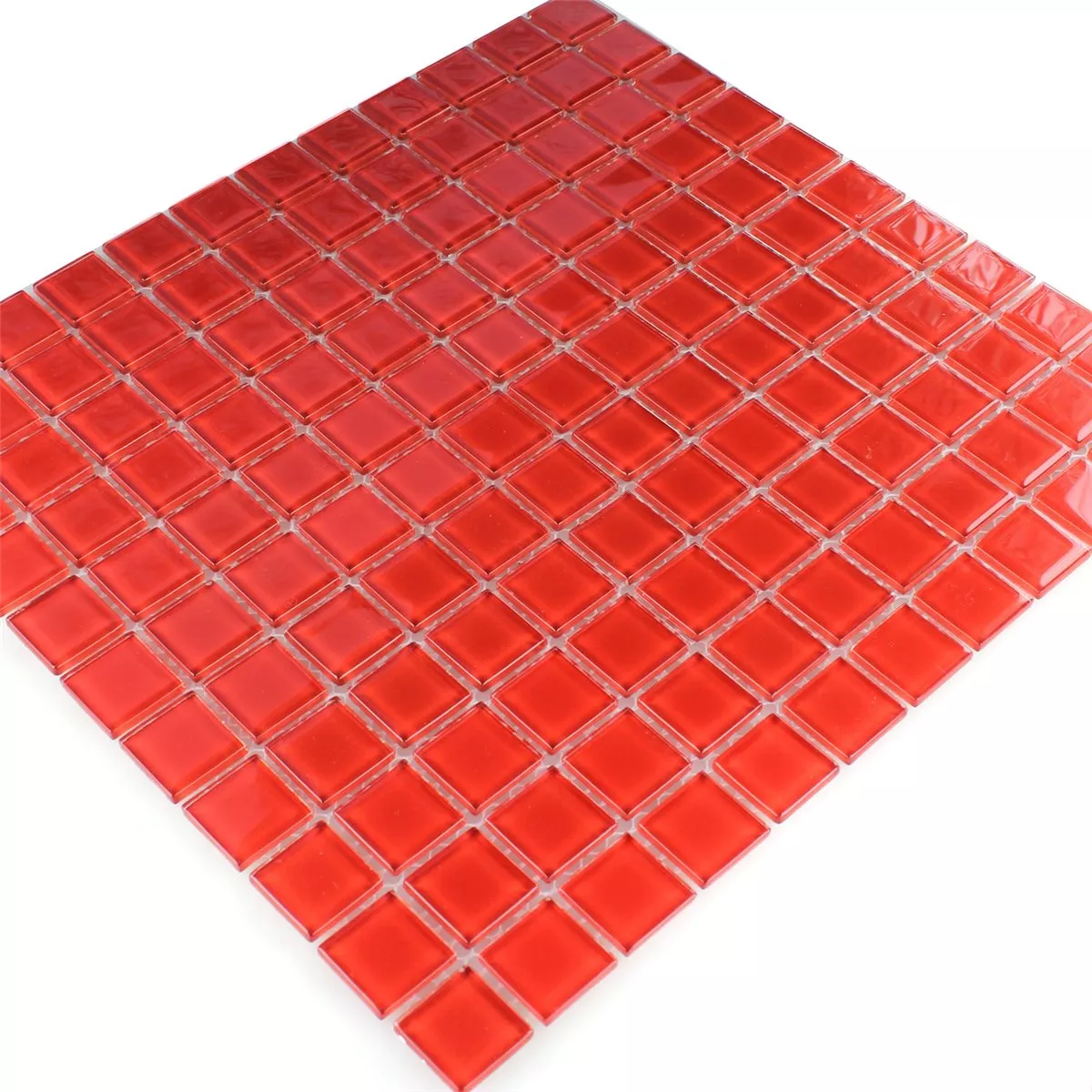 Mosaikfliesen Glas Rot Uni 25x25x4mm