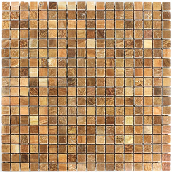 Mosaikfliesen Marmor Braun Poliert 15x15x7mm