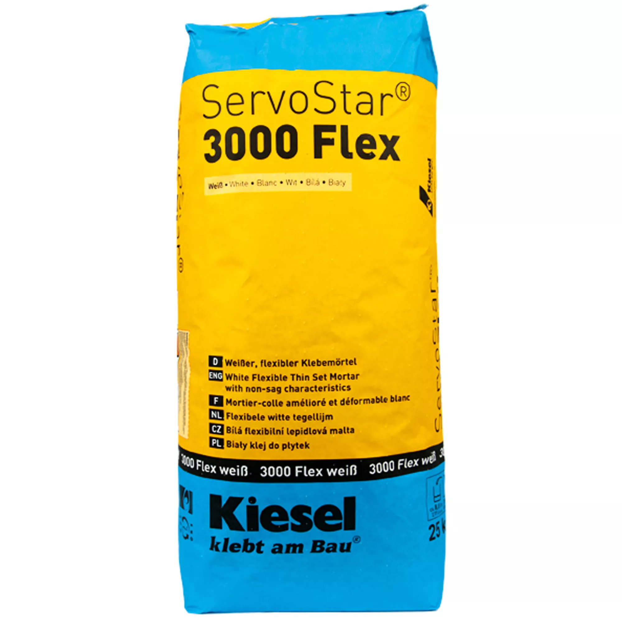 Kiesel kakellim Servostar 3000 - vit, flexibel limbruk - glasmosaik (25 kg) Kiesel kakellim Servostar 3000 - vit, flexibel limbruk - glasmosaik (25 kg)