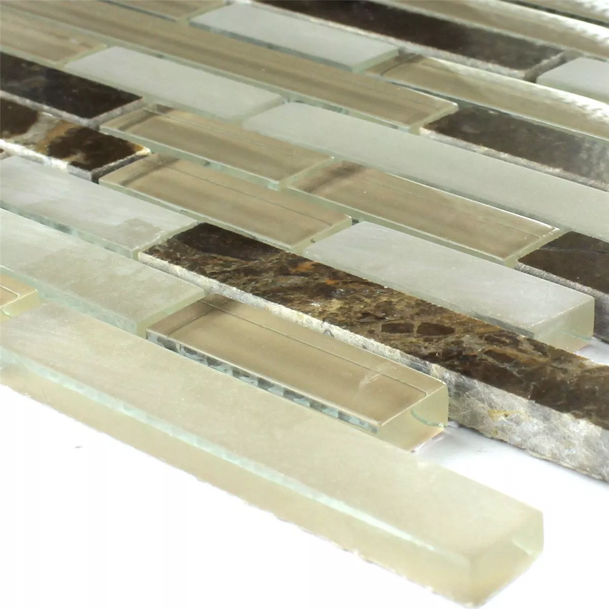 Muster von Mosaikfliesen Glas Marmor Quebeck Braun Mix