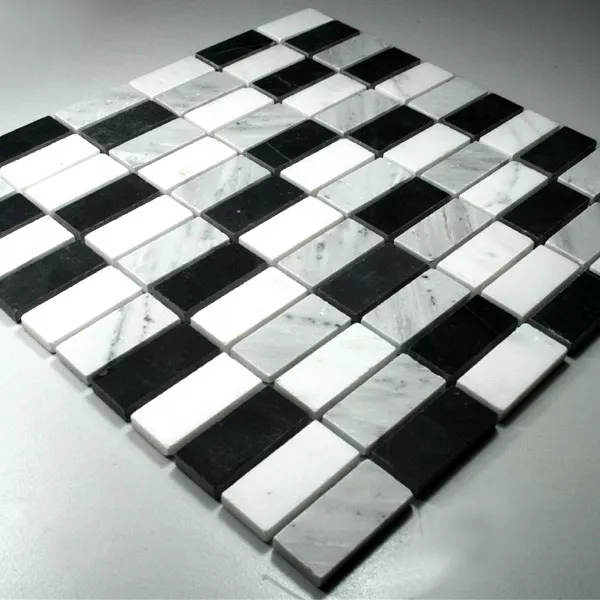 Mosaikfliesen Marmor Schwarz Weiss Mix