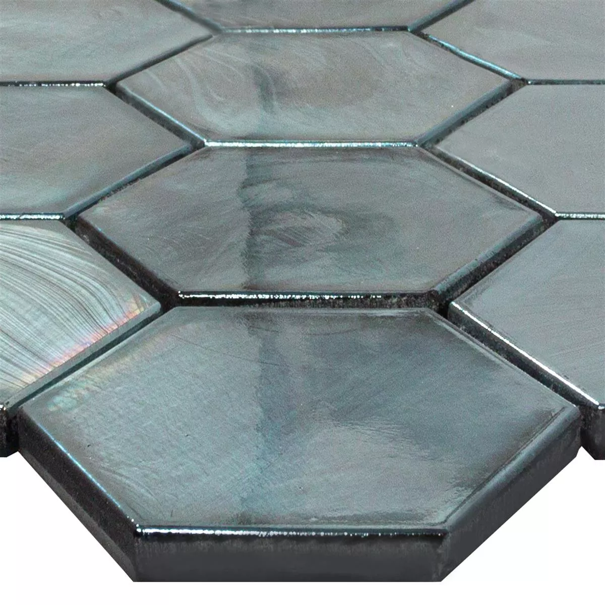 Glasmosaik Plattor Andalucia Hexagon Svart Glasmosaik Plattor Andalucia Hexagon Svart