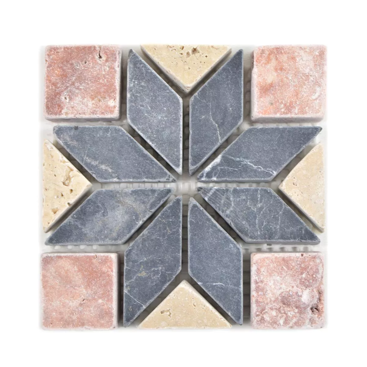 Natursten Rosone Gramling Beige Röd Svart 10x10cm Natursten Rosone Gramling Beige Röd Svart 10x10cm