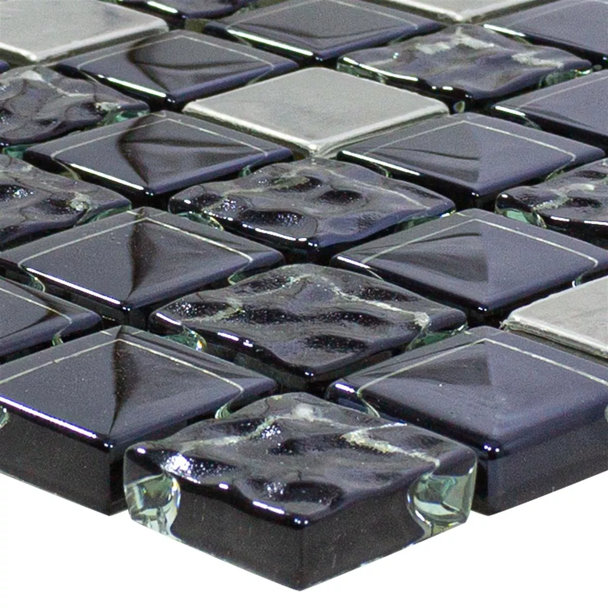 Mosaik Glas Rostfritt Stål Blackriver Svart Silver Mix Mosaik Glas Rostfritt Stål Blackriver Svart Silver Mix