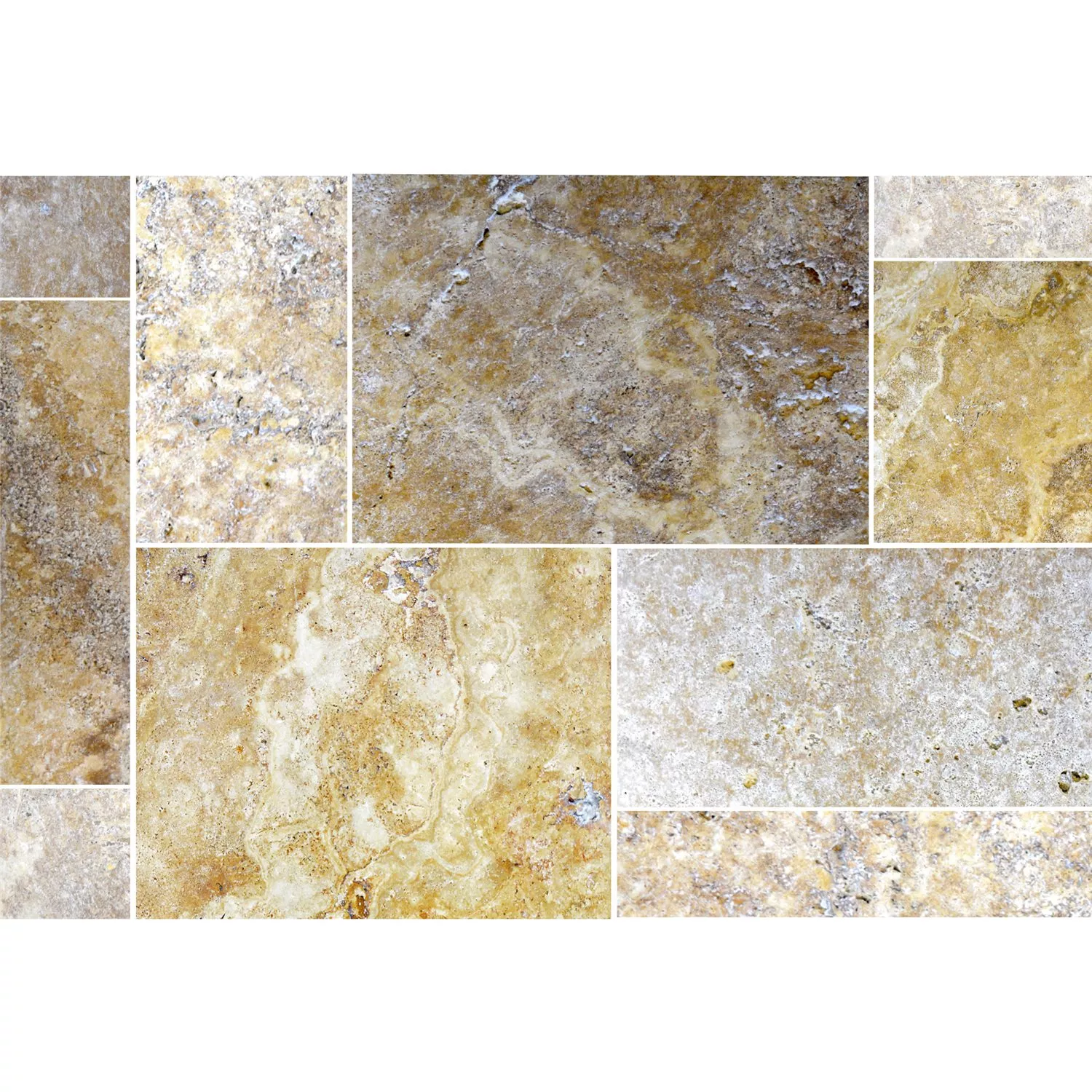 Natursten Kakel Travertin Castello Guld Roman Pattern Natursten Kakel Travertin Castello Guld Roman Pattern