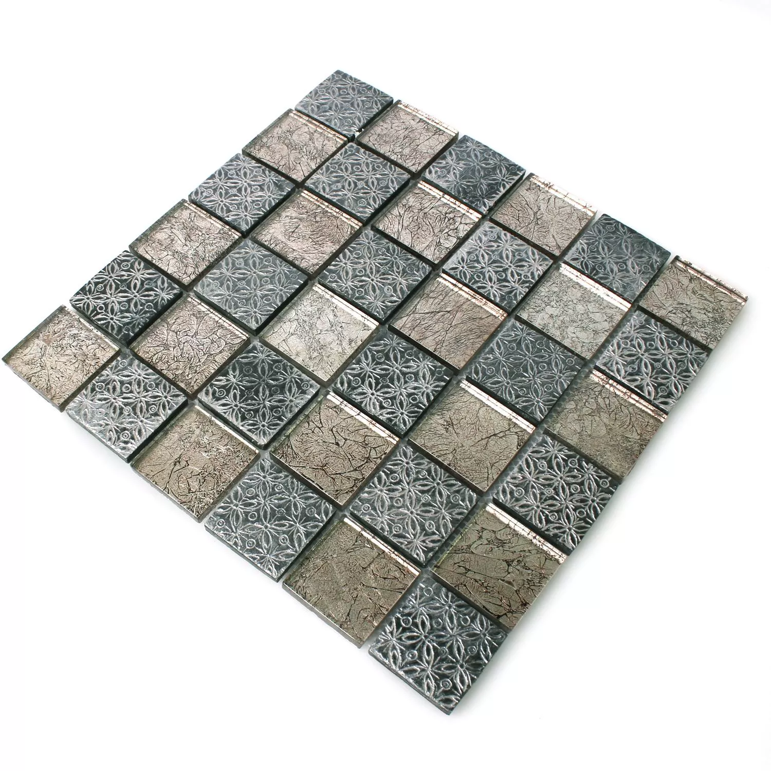 Mosaikfliesen Glas Resin Naturstein Friesia Silber