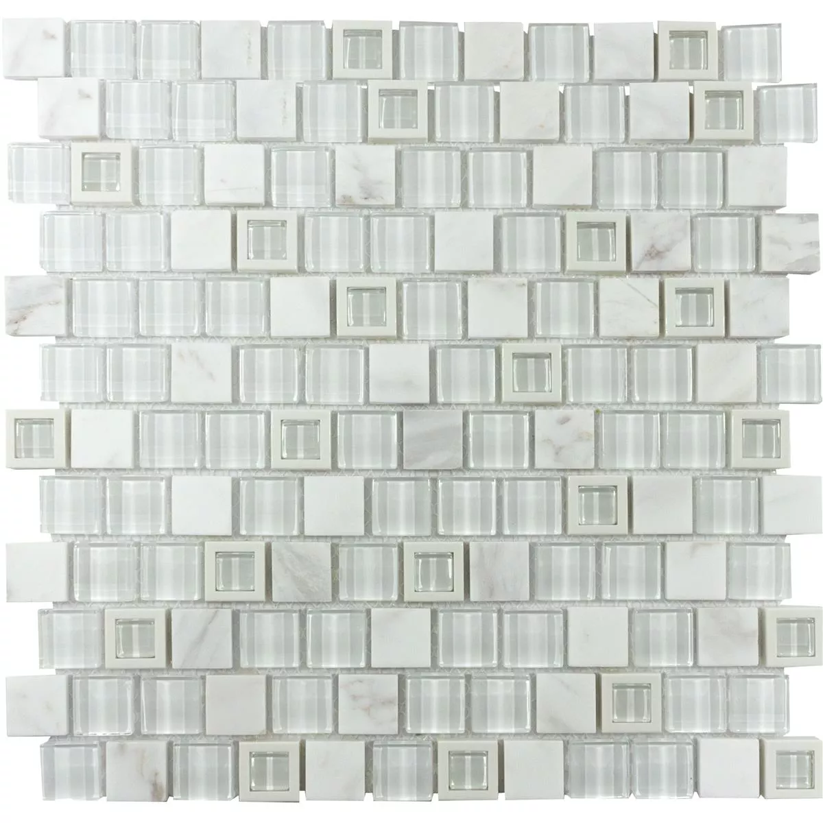 Glas Kunststoff Naturstein Mosaik Lunaquell Weiß