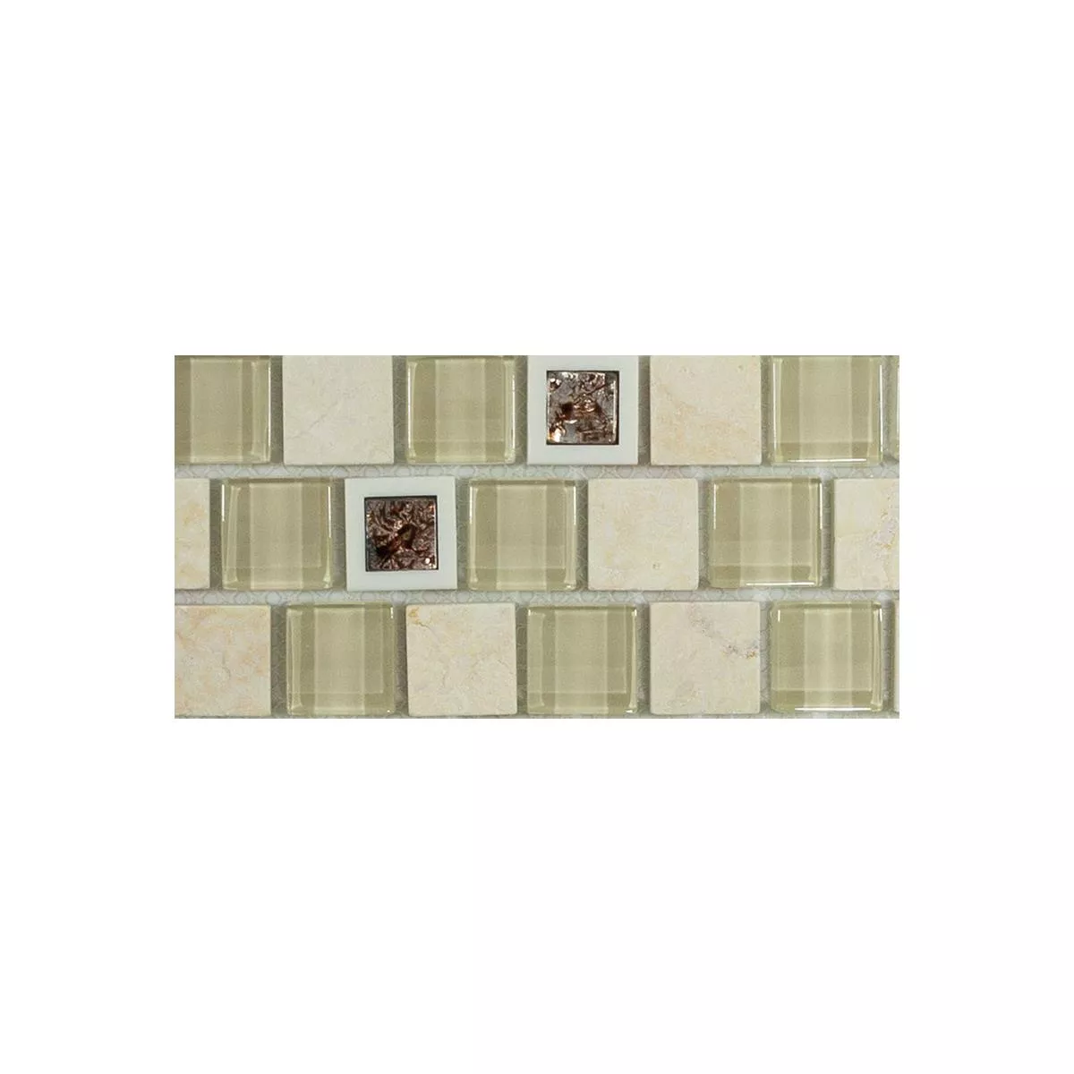 Muster von Glas Kunststoff Naturstein Mosaik Lunaquell Beige