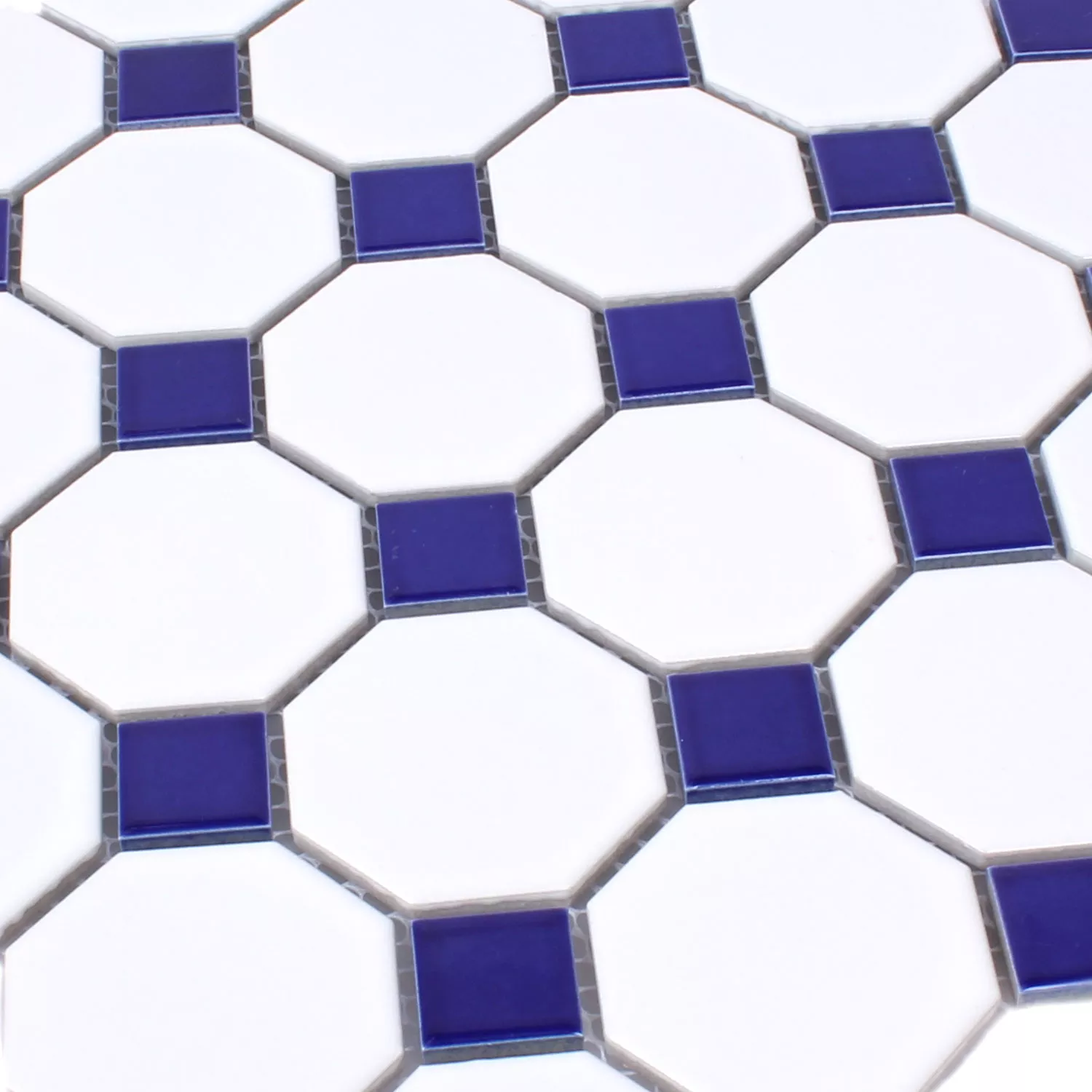 Keramik Mosaikfliesen Octagon Belami Weiß Blau 56