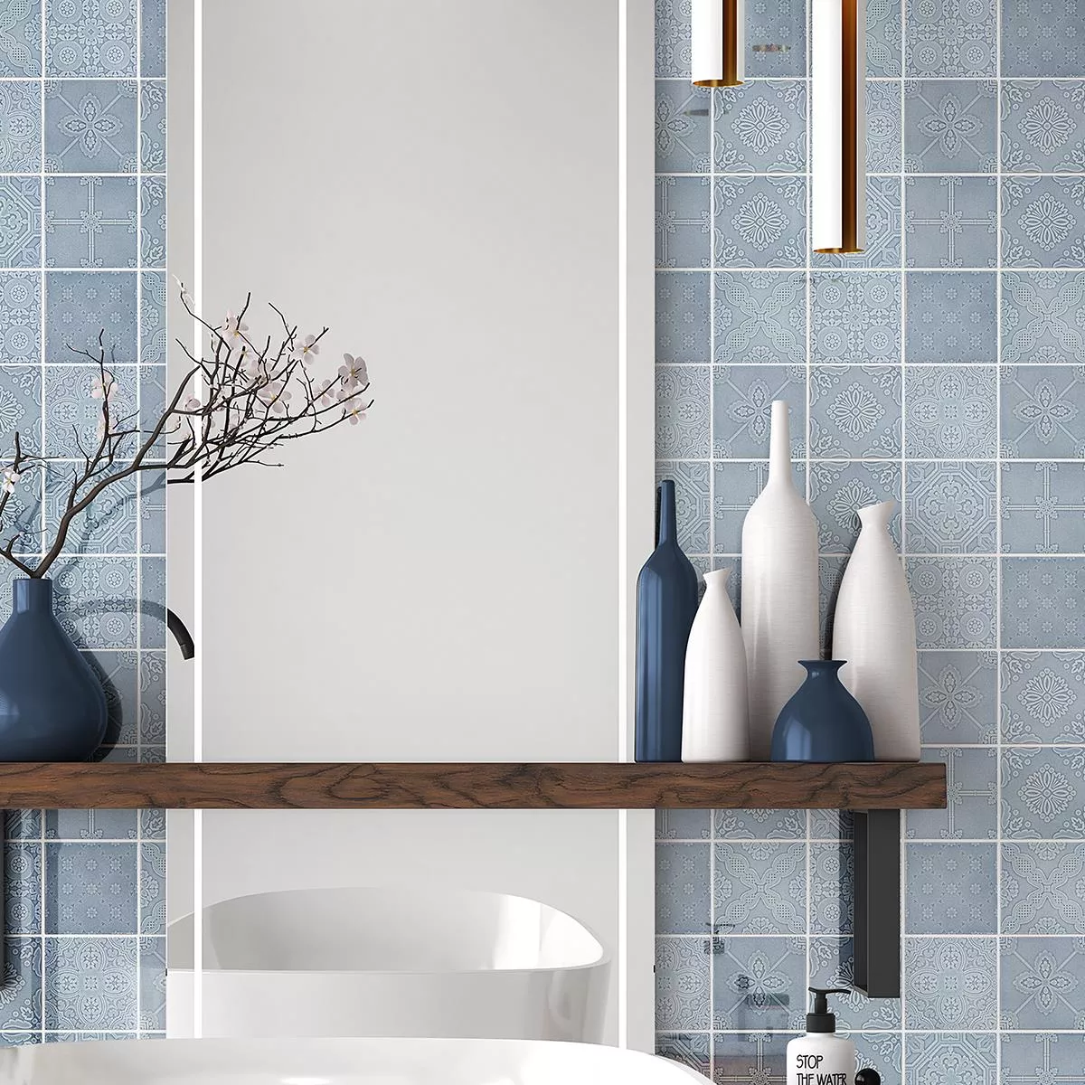 Muster von Keramik Mosaik Fliesen Rivabella Relief Blau