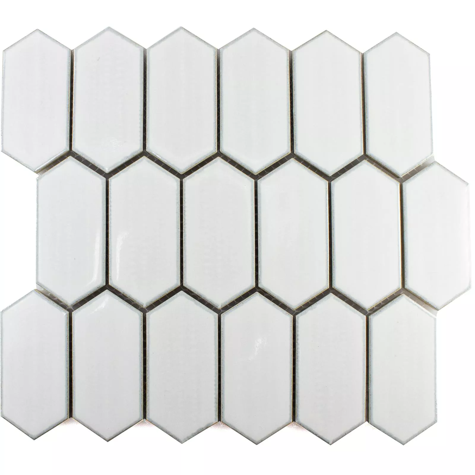 Keramik Mosaikfliesen McCook Hexagon Lang Weiß