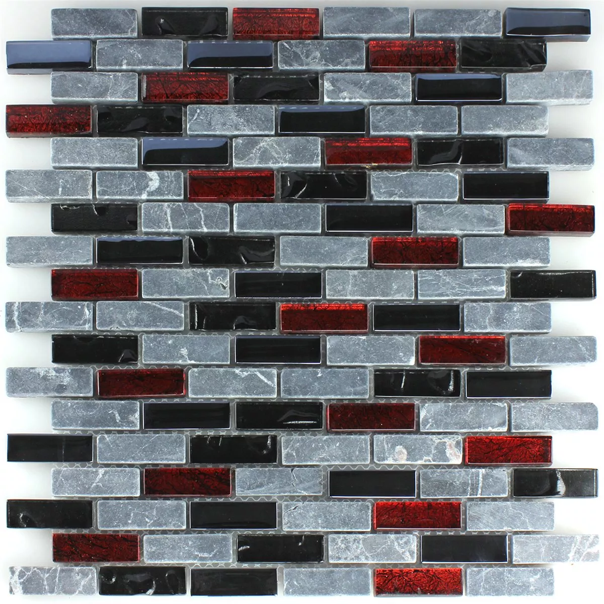 Mosaikfliesen Glas Marmor Naturstein Schwarz Mix