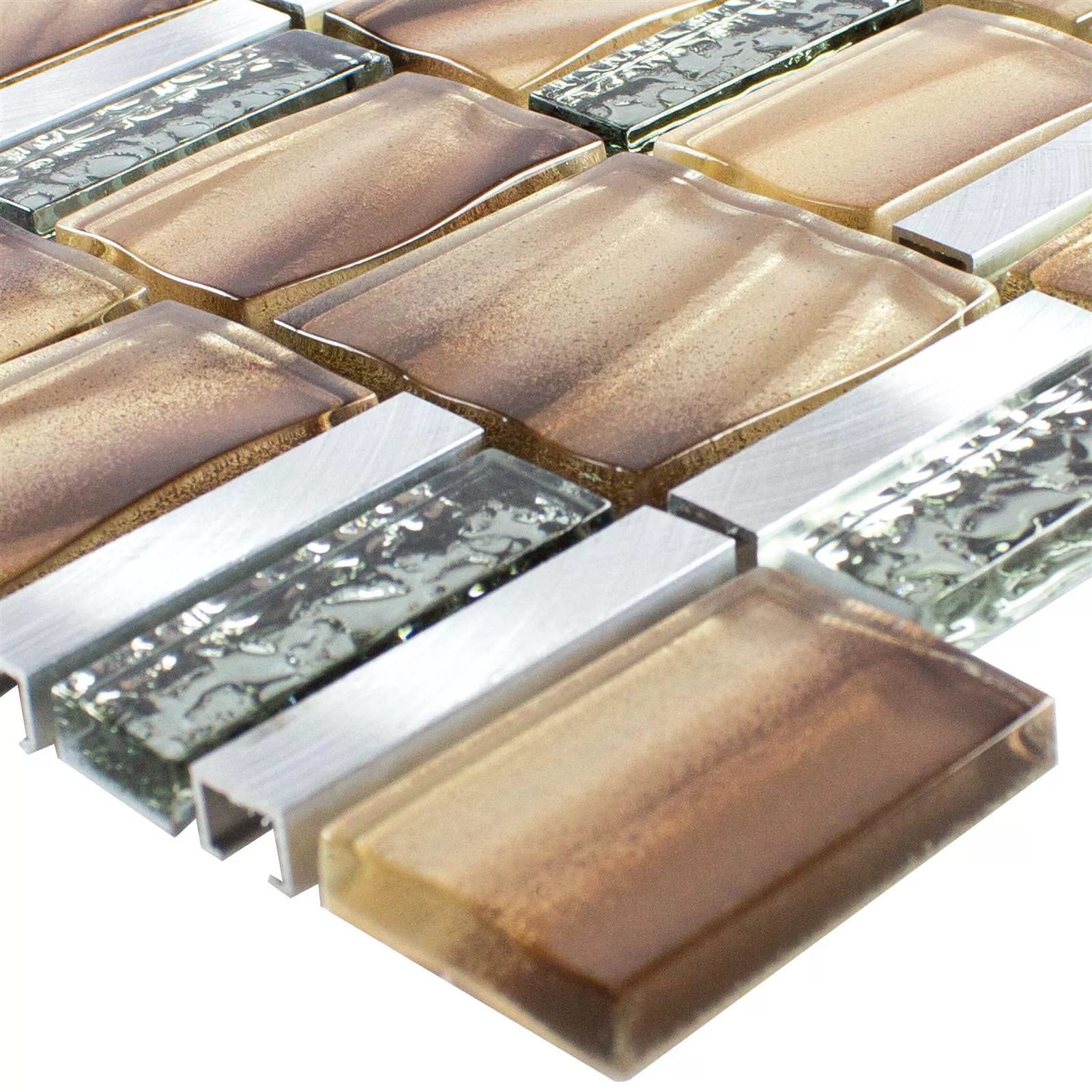Glas Metall Mosaik Union Brun Silver Glas Metall Mosaik Union Brun Silver
